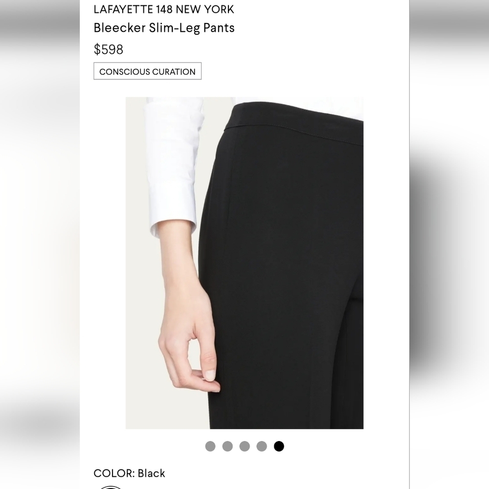 Lafayette 148 Finesse Crepe Bleecker Pants in Black Size 6 New‎ condition - Picture 5 of 10